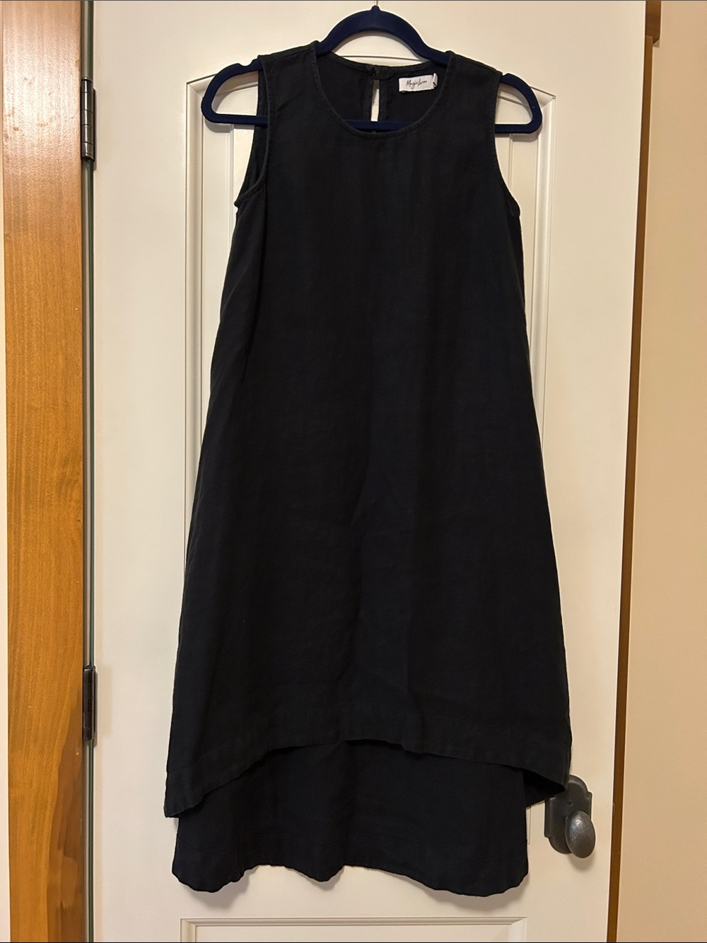 Magic Linen Sleeveless Black High-Low Shift Dress - Transitional Summer/Fall